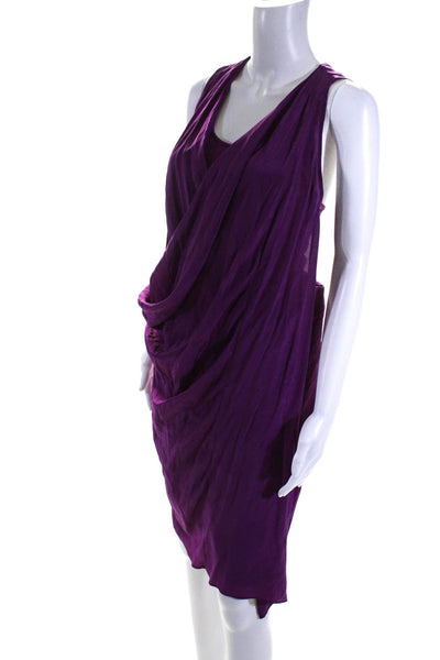 AllSaints Spitalfields Womens Purple Scoop Neck Twist Back Wiggle Dress Size 10