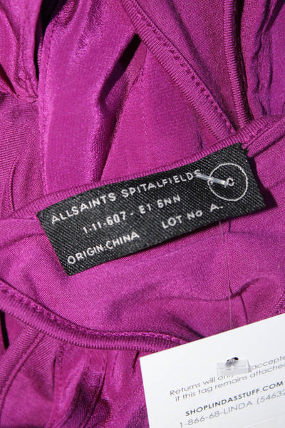 AllSaints Spitalfields Womens Purple Scoop Neck Twist Back Wiggle Dress Size 10