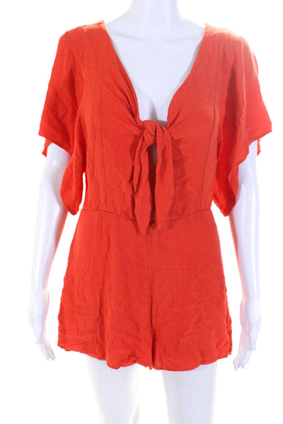 Louna Womens Tangerine Tie Romper Size 6 12664246