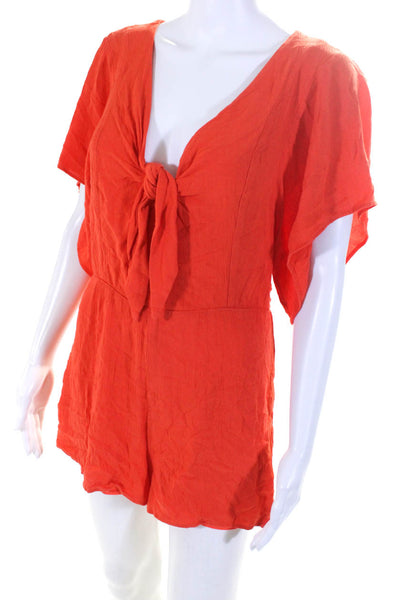 Louna Womens Tangerine Tie Romper Size 6 12664249