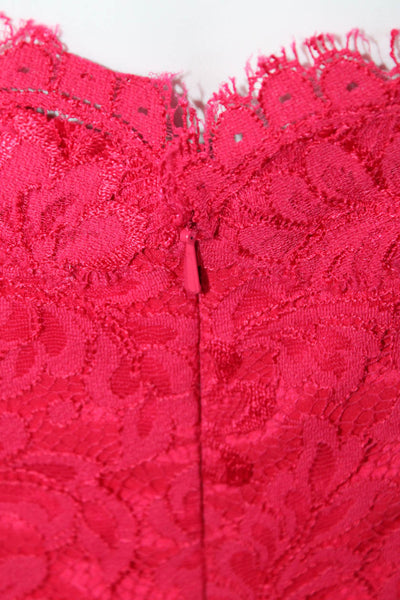 ML Monique Lhuillier Women's Short Sleeve Lace Open Back Sheath Dress Red Size 6