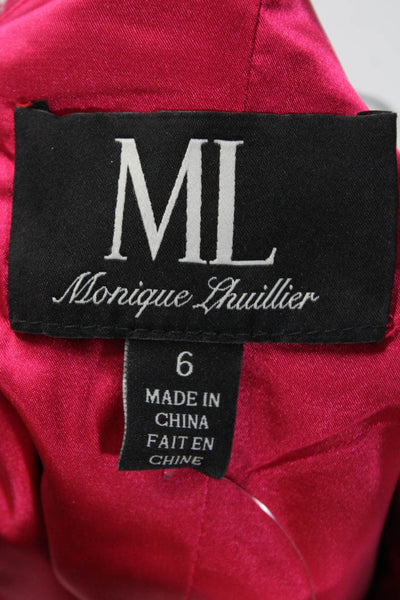 ML Monique Lhuillier Women's Short Sleeve Lace Open Back Sheath Dress Red Size 6
