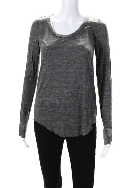 A.L.C. Women's Round Neck Long Sleeve T-shirt Gray Size XS