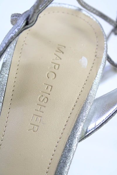 Marc Fisher Women's Open Toe Ankle Wrap Sandals Silver Size 6