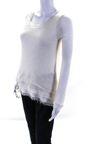 Knitted & Knotted Womens Round Neck Long Sleeve Sweater Top Cream Size XS