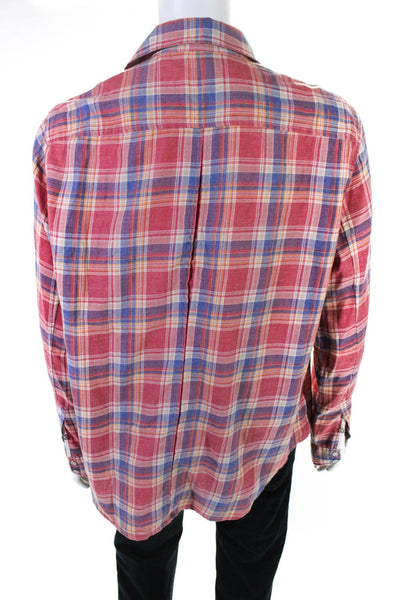 Rag & Bone Mens Cotton Plaid Collared Button Up Causal Shirt Red Size XXL
