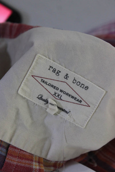 Rag & Bone Mens Cotton Plaid Collared Button Up Causal Shirt Red Size XXL