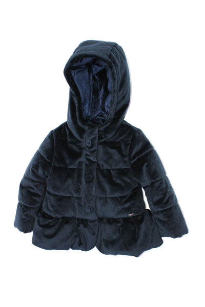 Mayoral Girls Hood Long Sleeves Puffer Jacket Navy Blue Size 18 M