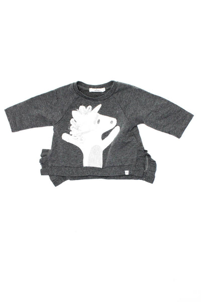 Huxbaby Girls Crewneck Long Sleeves Graphic T-Shirt Gray Size 3-6 M Lot 5