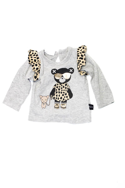 Huxbaby Girls Crewneck Long Sleeves Graphic T-Shirt Gray Size 3-6 M Lot 5