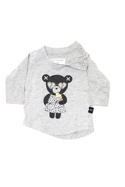 Huxbaby Girls Crewneck Long Sleeves Graphic T-Shirt Gray Size 3-6 M Lot 5