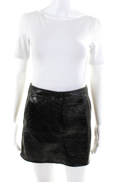 Michael Michael Kors Women's Crinkled Faux Leather A-Line Skirt Black Size XS