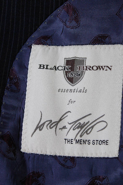 Black Brown 1826 Mens Navy Wool Pinstriped Two Button Blazer Jacket Size 40R