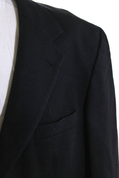 Oscar de la Renta Mens Navy Wool Three Button Long Sleeve Blazer Size 44R