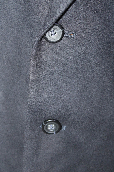 Oscar de la Renta Mens Navy Wool Three Button Long Sleeve Blazer Size 44R