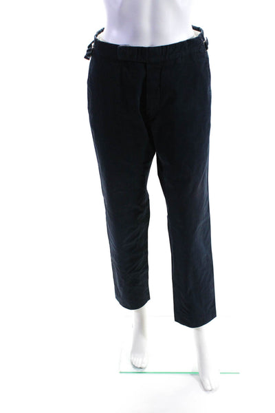 Tom Ford Womens Cotton Mid Rise Straight Leg Zip Up Pants Navy Blue Size 46