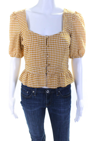 BB Dakota Womens Yellow GIngham Top Size 2 14021821