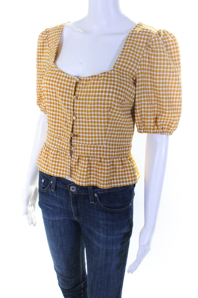 BB Dakota Womens Yellow GIngham Top Size 2 14021821