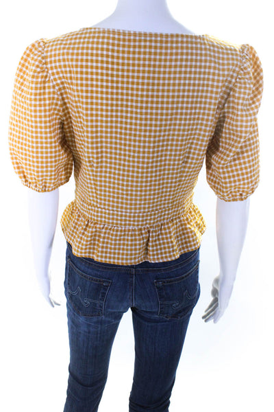 BB Dakota Womens Yellow GIngham Top Size 2 14021821