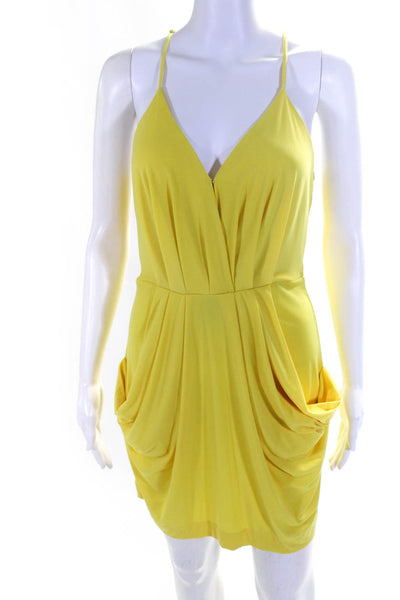 BCBGeneration Womens Yellow Draped Mini Dress Size 4 13965021