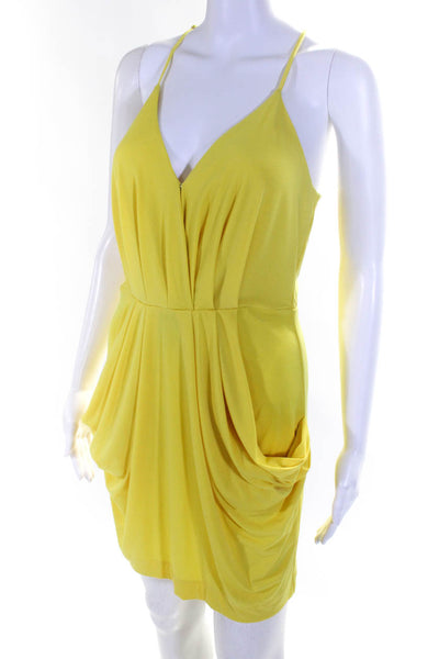 BCBGeneration Womens Yellow Draped Mini Dress Size 4 13965020