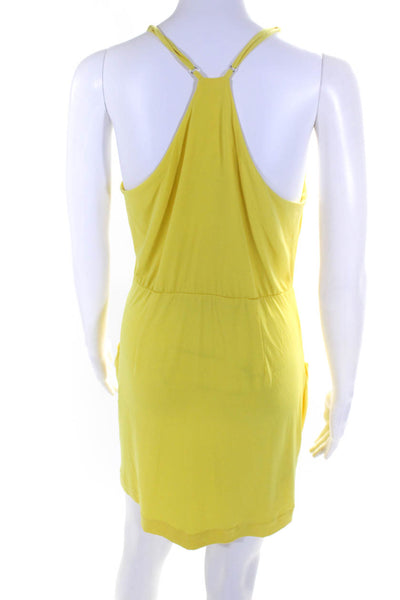BCBGeneration Womens Yellow Draped Mini Dress Size 4 13964974