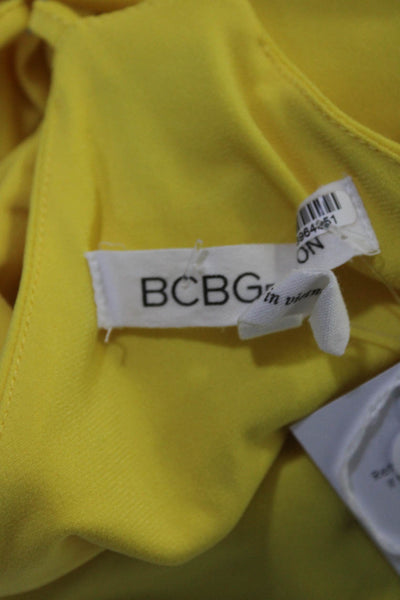 BCBGeneration Womens Yellow Draped Mini Dress Size 4 13964974