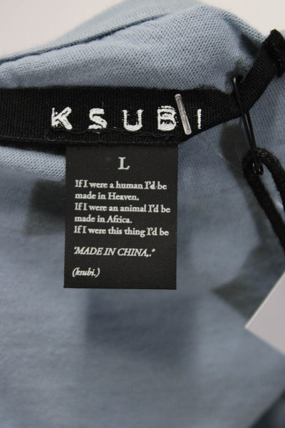 Ksubi Women's Crewneck Short Sleeves T-Shirt Blue Size L