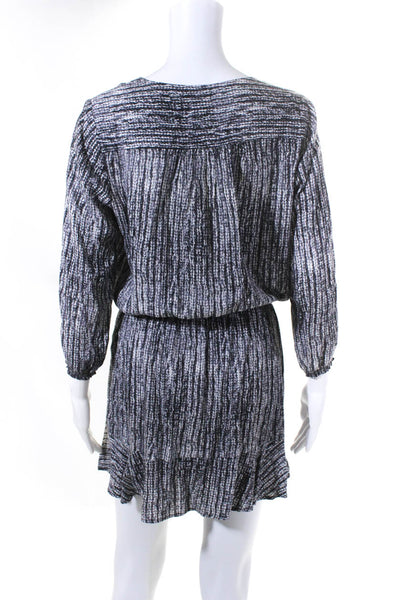 Joie Womens Striped Ruched Long Sleeve Pleated Empire Waist Dress Gray Size S