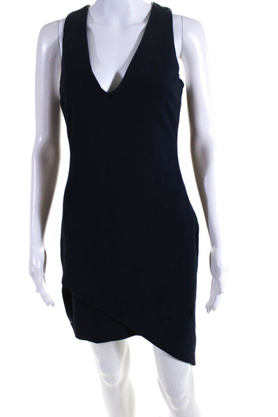 Elizabeth and James Womens Navy Blue V-Neck Zip Sleeveless Shift Dress Size 6