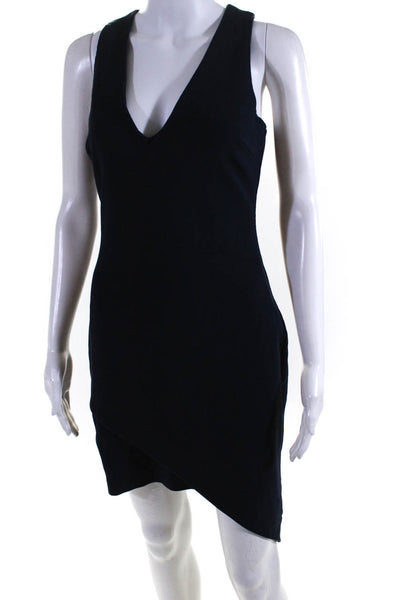 Elizabeth and James Womens Navy Blue V-Neck Zip Sleeveless Shift Dress Size 6