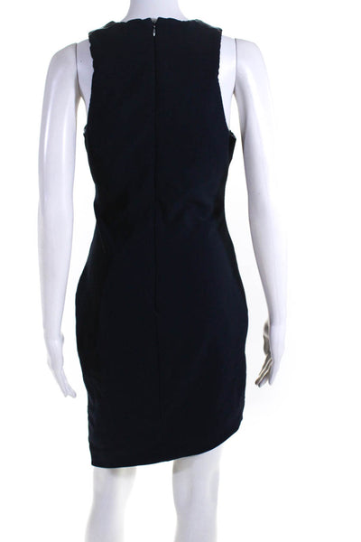 Elizabeth and James Womens Navy Blue V-Neck Zip Sleeveless Shift Dress Size 6