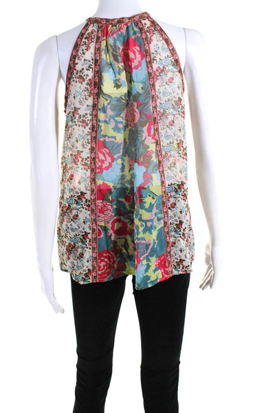 Joie Womens Cream Silk Multi Floral Print V-Neck Sleeveless Blouse Top Size XS