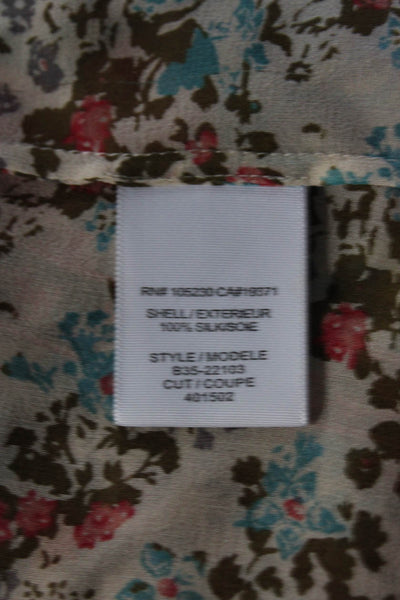 Joie Womens Cream Silk Multi Floral Print V-Neck Sleeveless Blouse Top Size XS
