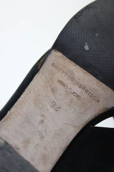 Sigerson Morrison Womens Suede Criss Cross Medium Heels Sandals Black Size 9.5