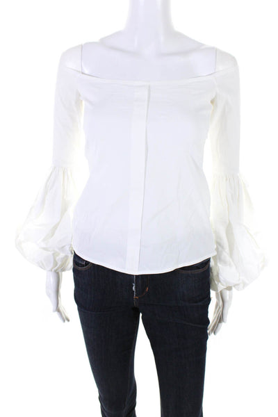 Caroline Constas Womens Boat Neck Zippered Long Sleeved Blouse White Size XS