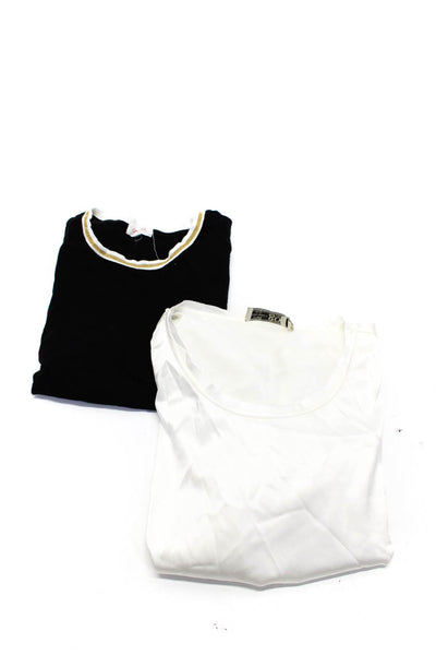Go Silk Goldie Womens Round Neck Short Sleeve Blouses White Black Size S Lot 2