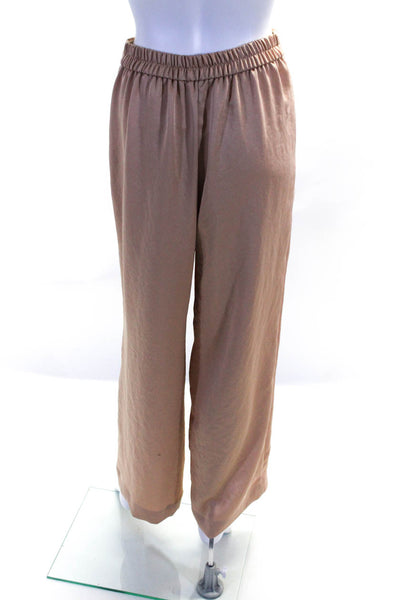 Drew Womens Short Sleeve V-Neck Blouse Top w/ Elastic Pants Set Beige Size Small
