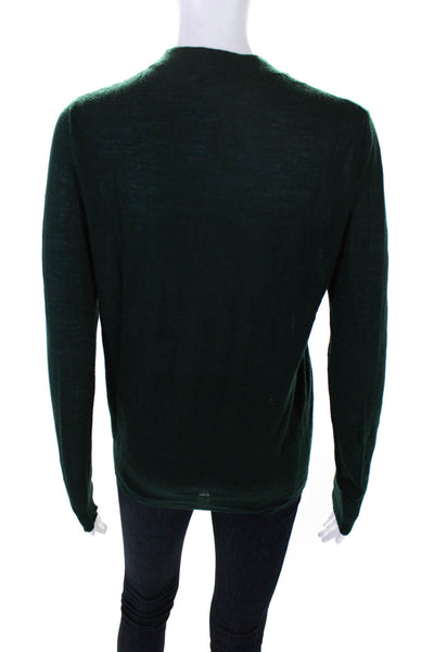 Joseph Womens Cotton Thin-Knit Crewneck Long Sleeve Shirt Forest Green Size M