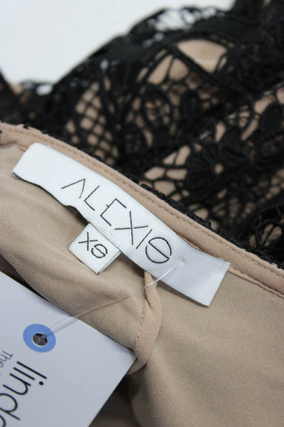 Alexis Womens Lace Mid Rise Zip Up Wide Leg Dress Shorts Black Size XS