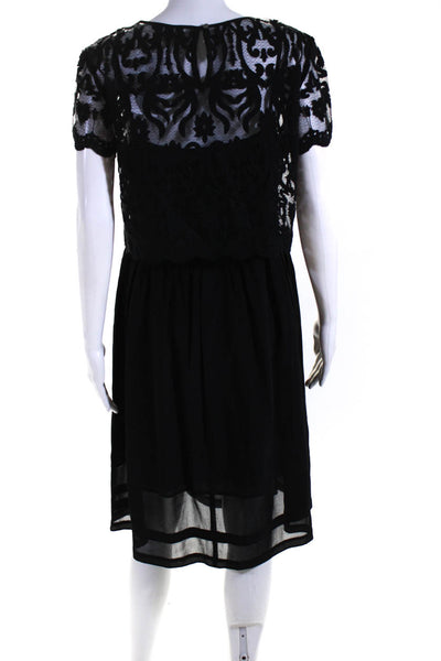 Sonia Sonia Rykiel Womens Floral Lace Layered Pleated Zip Dress Black Size EUR40
