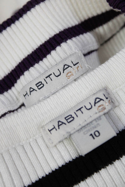 Habitual Girls Ruffled Long Sleeved Sweaters White Black Purple Size 10 Lot 2