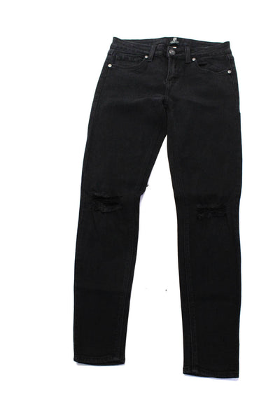Just Black Womens Cotton Buttoned Distress Skinny Jeans Black Size EUR25 Lot 2