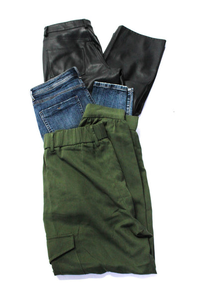 Zara Womes Buttoned Straight Skinny Jeans Pants Black Green Size 4 M Lot 3