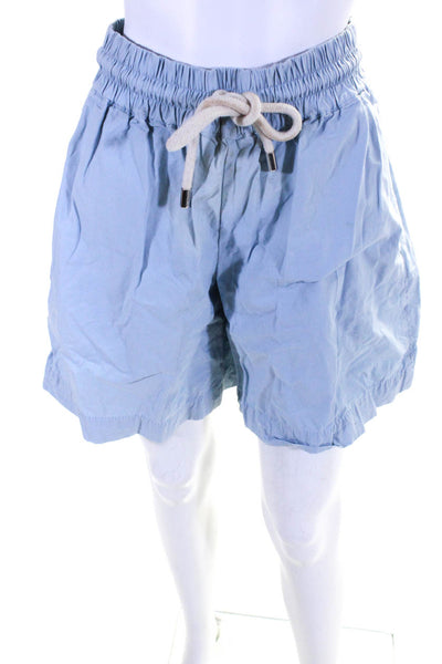 Proenza Schouler White Label Womens Cotton Drawstring Shorts Light Blue Size S