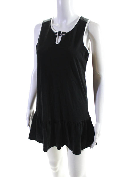 Kate Spade Women's Scoop Neck Sleeveless Tiered Hem Mini Dress Black Size M