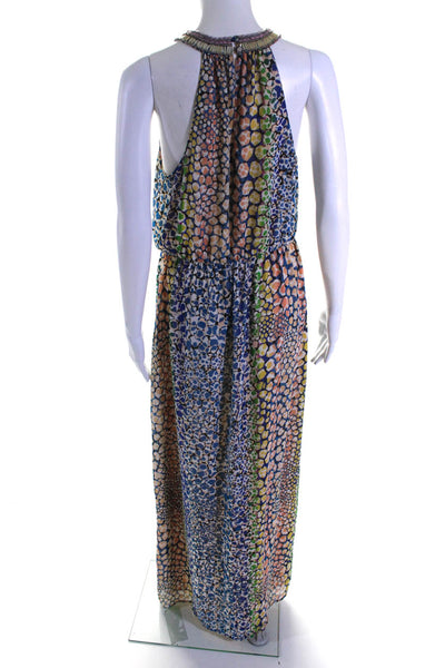 Charlie Jade Womens Beaded Sleeveless Halter Maxi Dress Multicolor Size M
