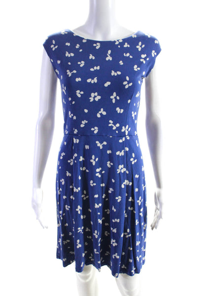 Boden Women's Round Neck Sleeveless Fit Flare Mini Dress Blue Size 6