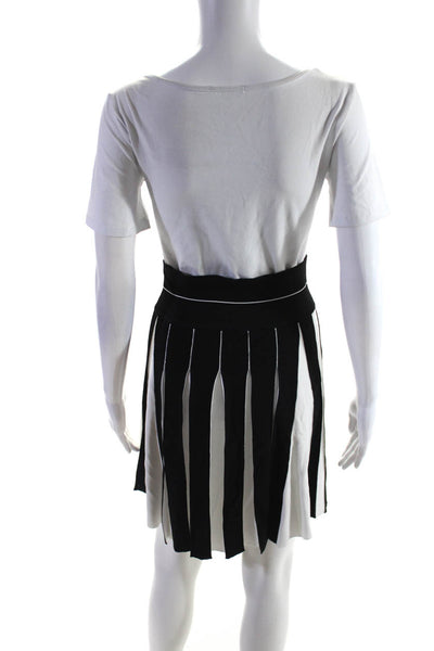 Ohne Titel Womens Elastic Waistband Knit Pleated A Line Skirt Black White Small