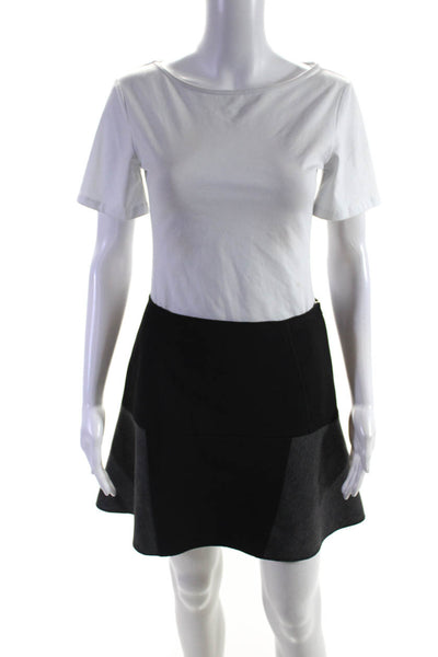 Sandro Womens Side Zip Knee Length A Line Skirt Black Gray Size 2